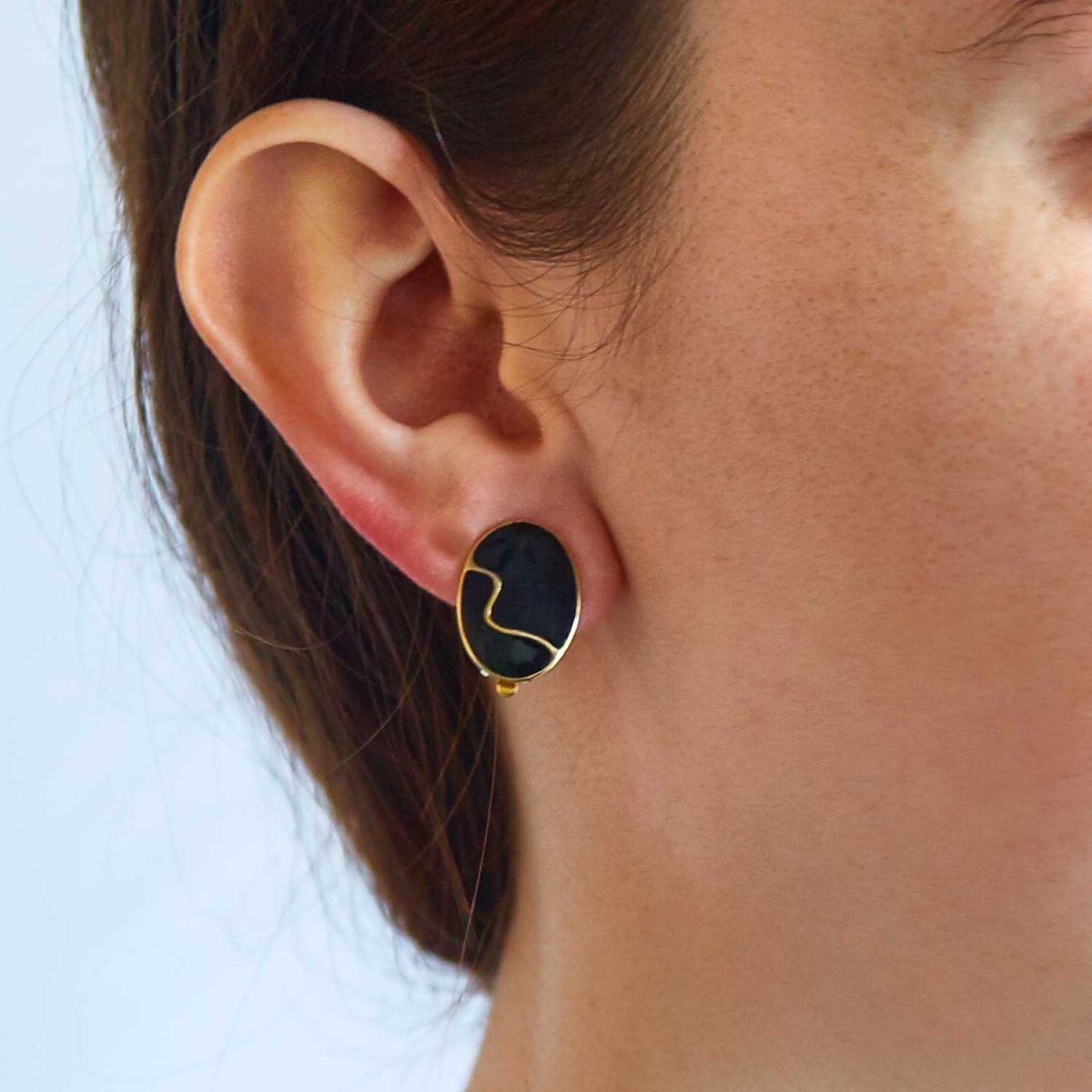 Vintage Black and Gold Minimalist Earrings - Admiral Row