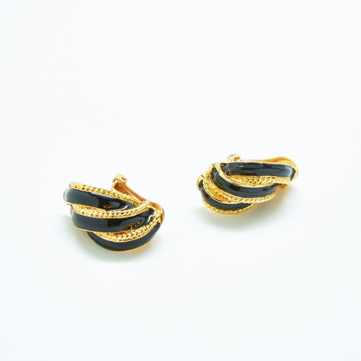 Vintage Black and Gold Ribbon Earrings - Admiral Row