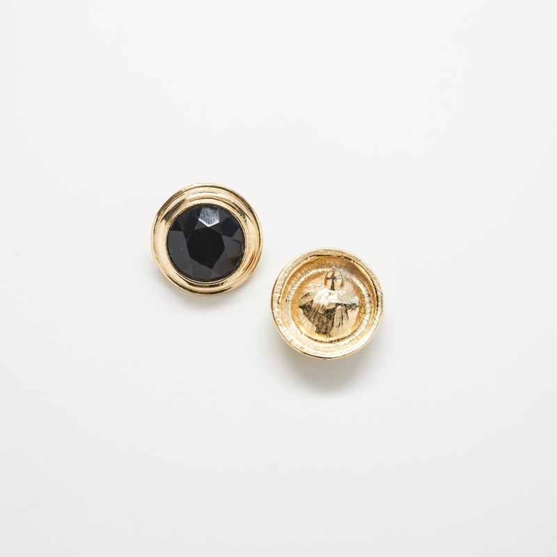 Vintage Black Rhinestone Round Earrings - Admiral Row
