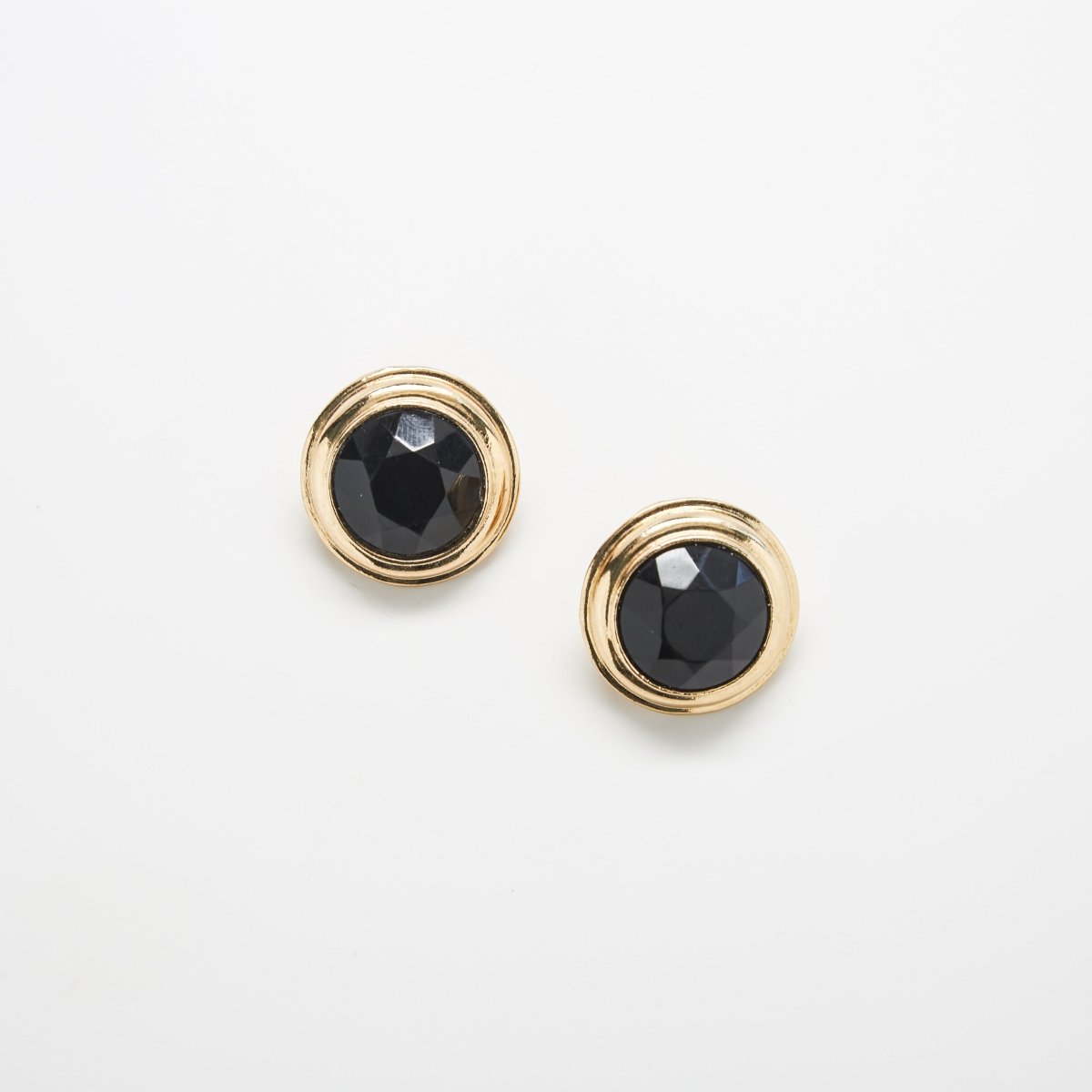 Vintage Black Rhinestone Round Earrings - Admiral Row
