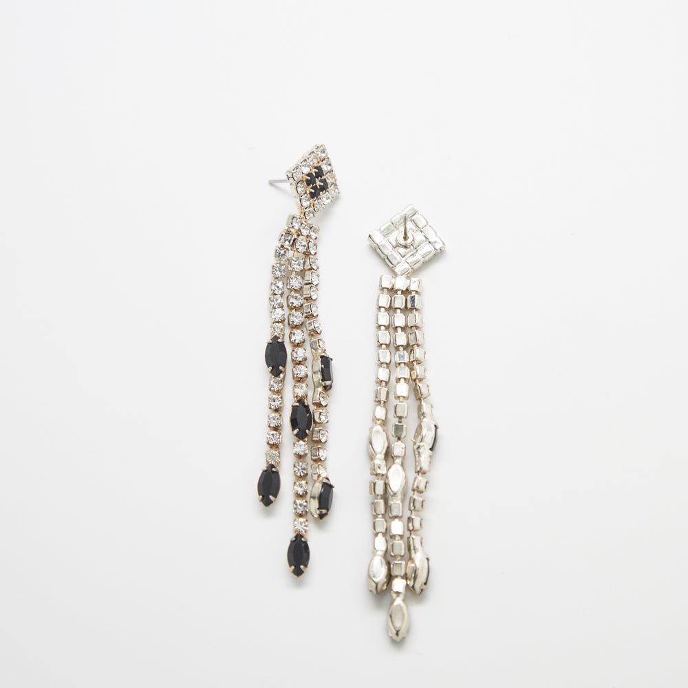 Vintage Black & White Pavé Cascade Earrings - Admiral Row