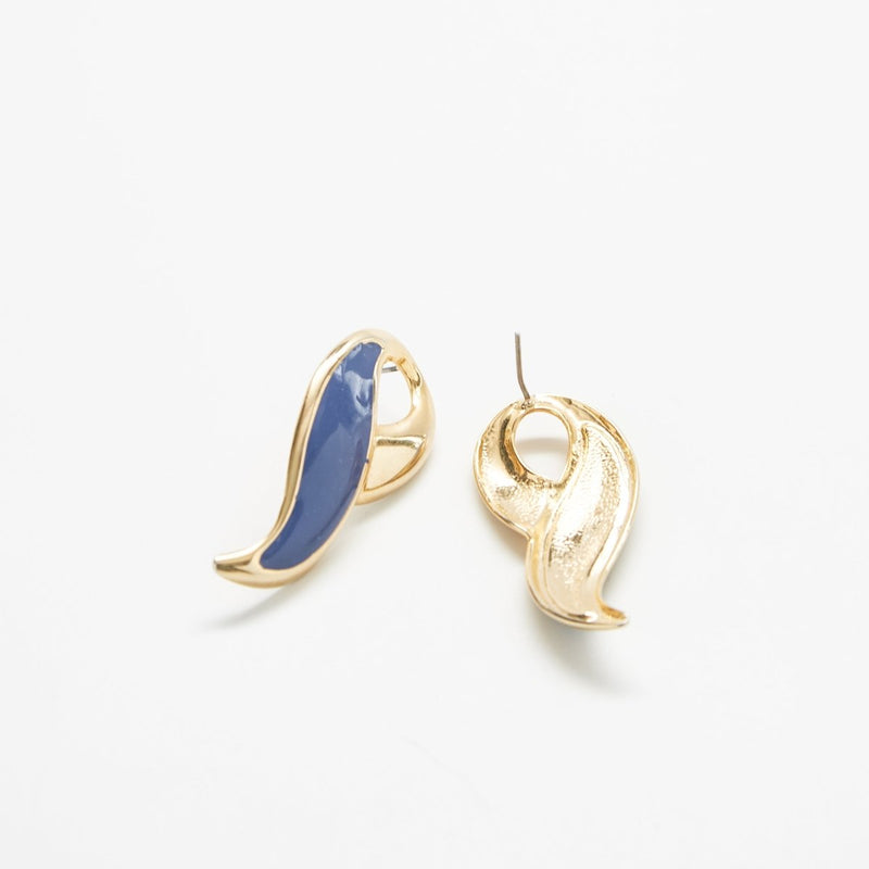 Vintage Blue Enamel Swoop Earrings - Admiral Row
