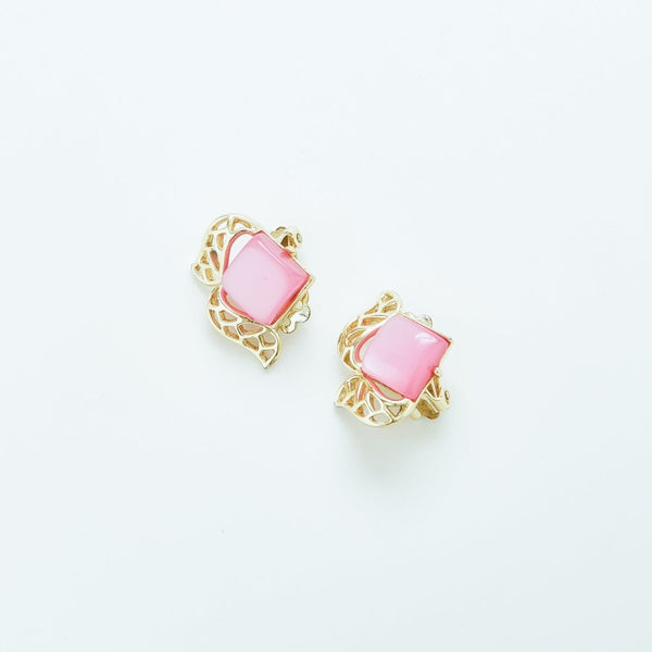 Vintage Coro Light Pink and Gold Earrings - Admiral Row