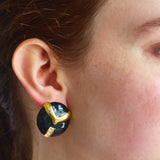 Vintage Daria Gold Black and Pave Earrings - Admiral Row