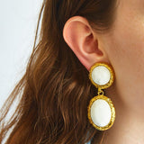 Vintage Essex White and Gold Drop Earrings - Admiral Row