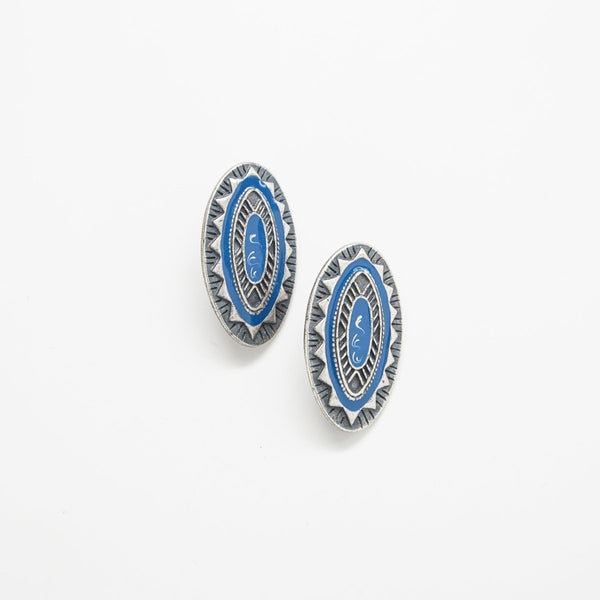 Vintage Geometric Oval Medallion Earrings - Admiral Row