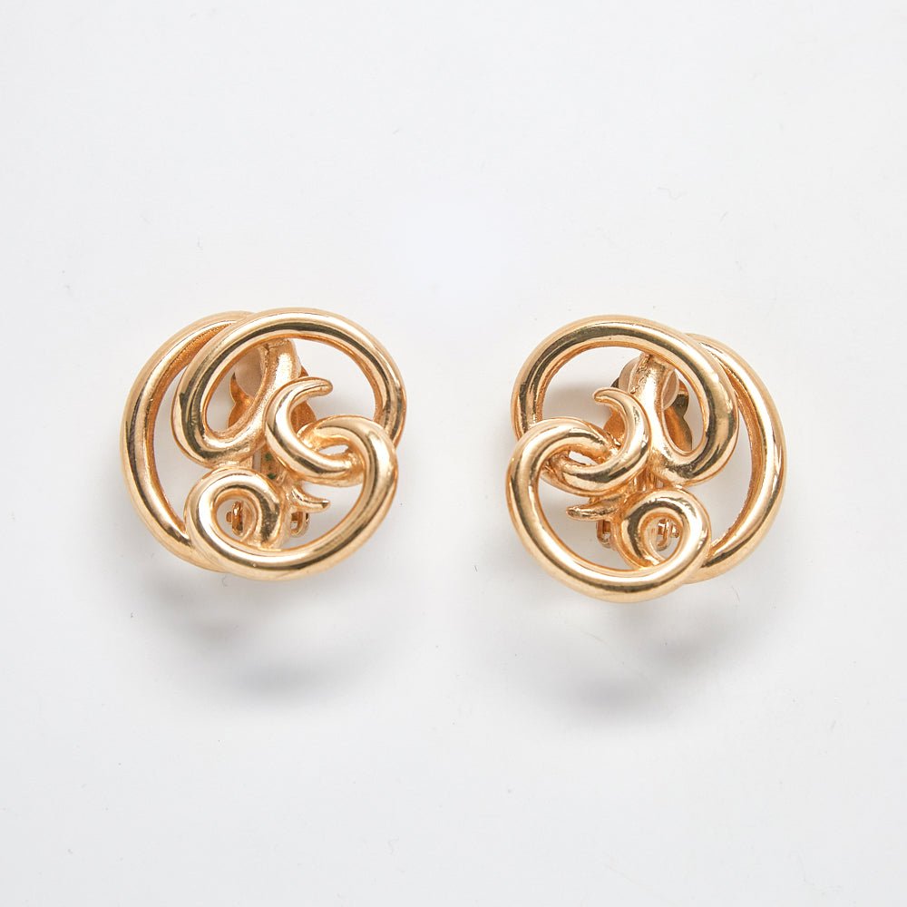 Vintage Givenchy Gold Swirl Earrings - Admiral Row