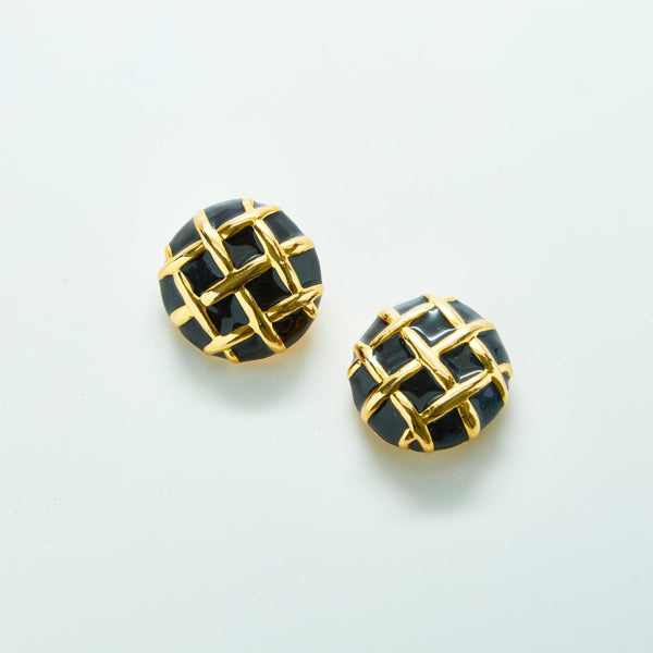 Vintage Gold and Black Criss Cross Earrings - Admiral Row