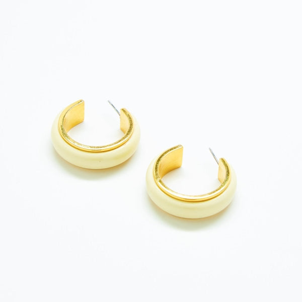 Vintage Gold and Off-White Hoop Earrings - Admiral Row