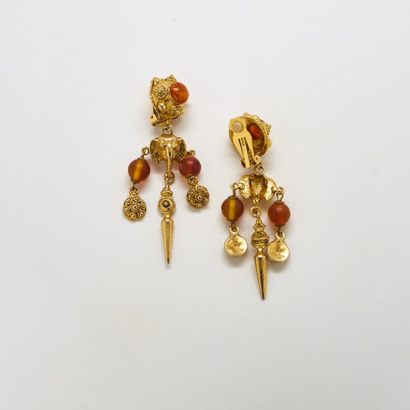 Vintage Gold Elephant Maximalist Earrings - Admiral Row