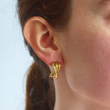 Vintage Gold Twisted Half Hoop Earrings - Admiral Row