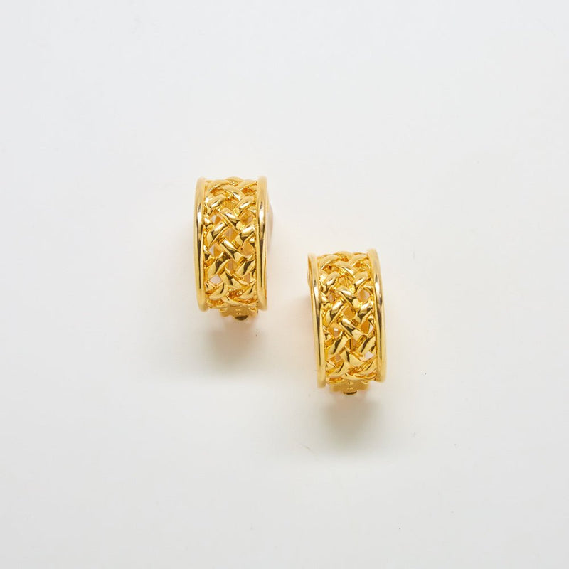 Vintage Gold Woven Half Hoop Earrings - Admiral Row