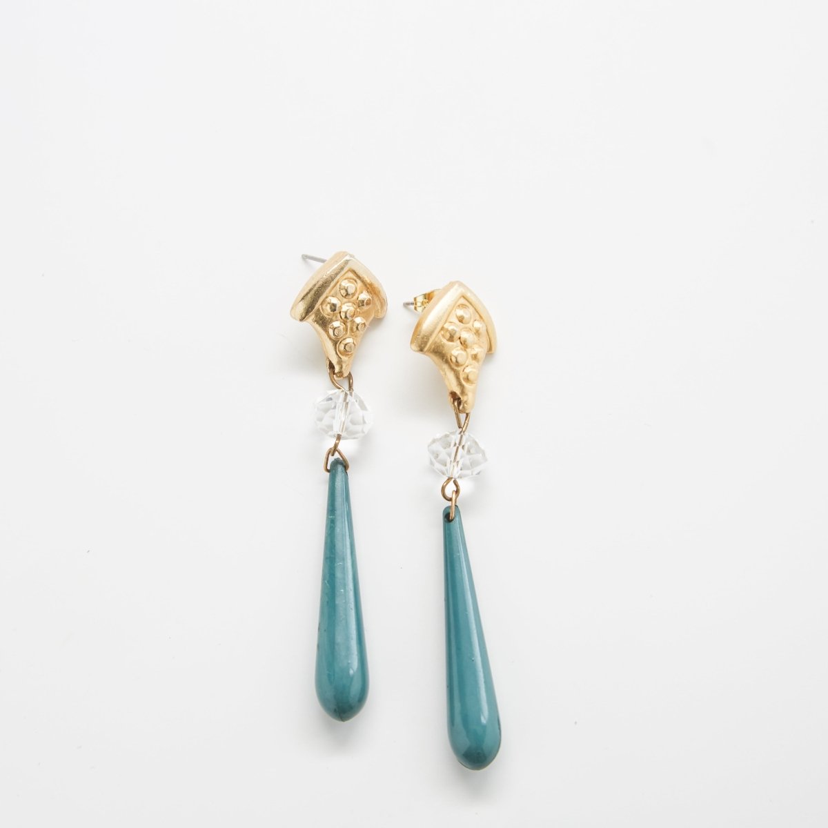 Vintage Green and Gold Dangle Earrings - Admiral Row