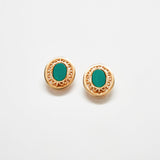 Vintage Green Etched Stud Earrings - Admiral Row