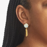 Vintage Iridescent Gold Tassel Drop Earrings - Admiral Row