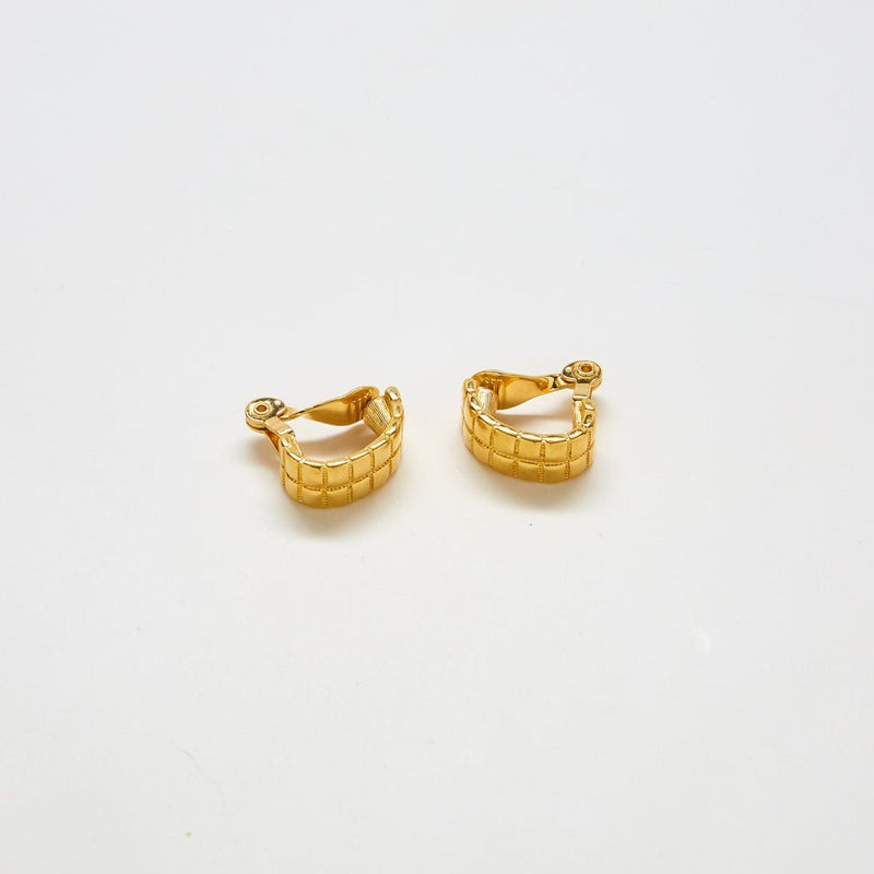 Vintage Monet Gold Quilted Half Hoop Earrings - Admiral Row
