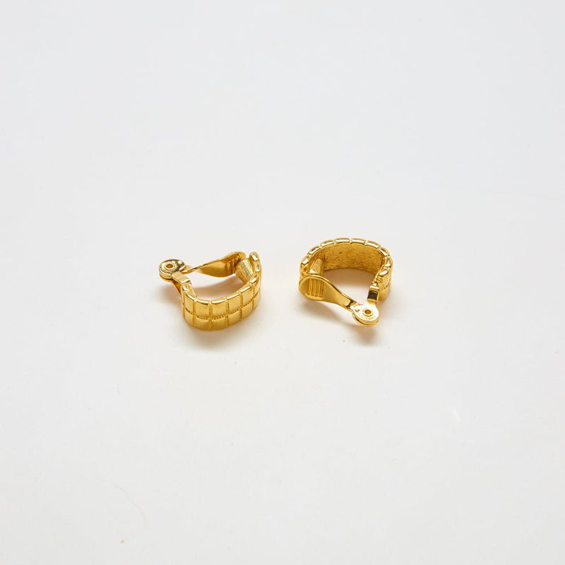 Vintage Monet Gold Quilted Half Hoop Earrings - Admiral Row