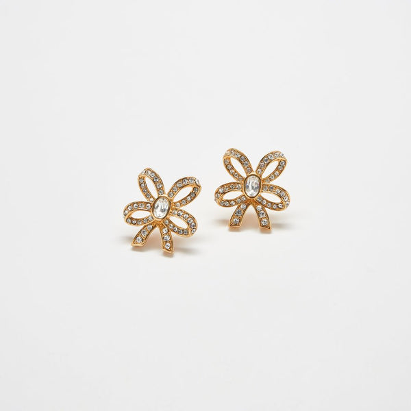 Vintage Pavé Gold Bow Earrings - Admiral Row
