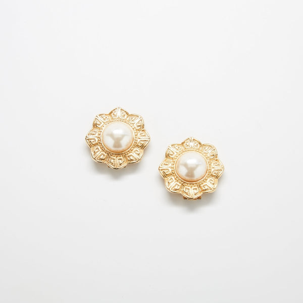 Vintage MARVELLA Pearls Sterling Silver Faux Pearl Clip Back Earrings *READ*