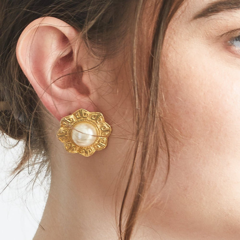 Vintage Pearl Medallion Earrings - Admiral Row