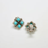 Vintage Silver and Turquoise Diamond Earrings - Admiral Row