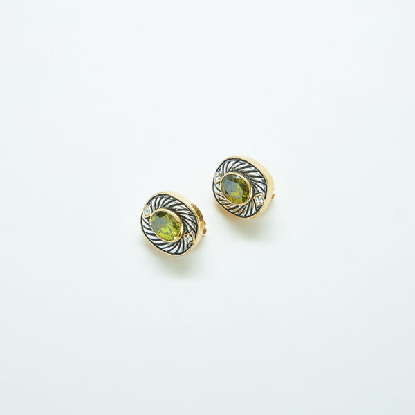 Vintage Silver Gold and Green Deco Earrings - Admiral Row
