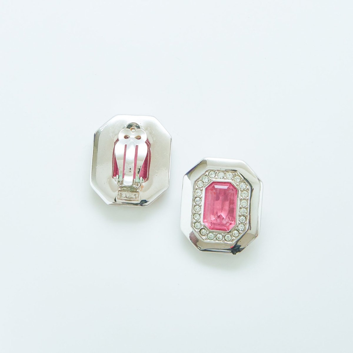 Vintage Swarovski Silver and Pink Earrings - Admiral Row