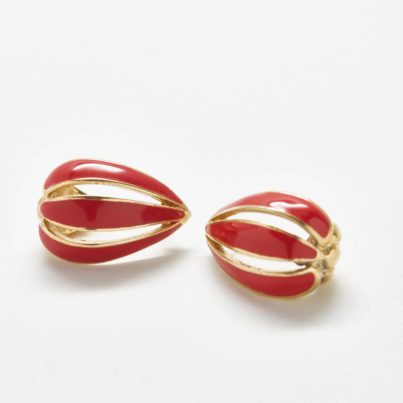 Vintage Trifari Red Petal Drop Earrings - Admiral Row