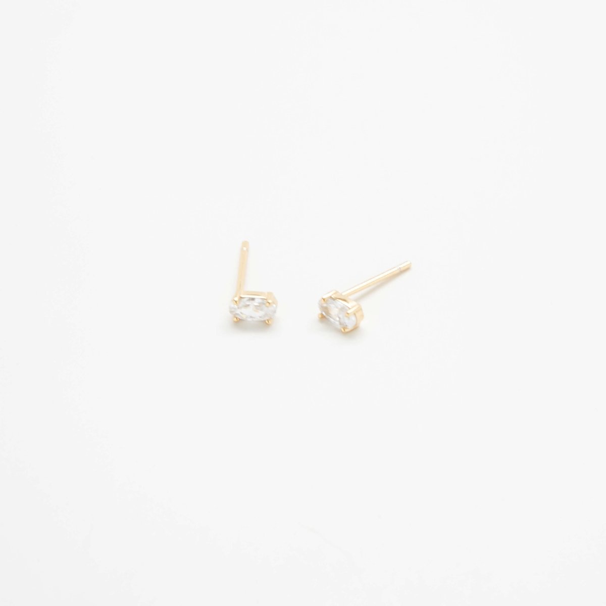 White CZ Oval Stud Earrings - Admiral Row