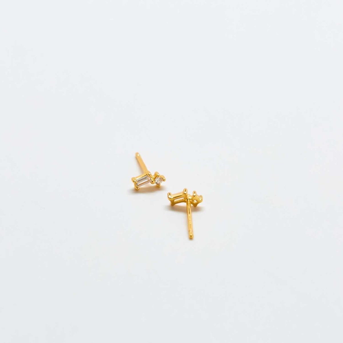 White Geo Baguette Gold Studs - Admiral Row