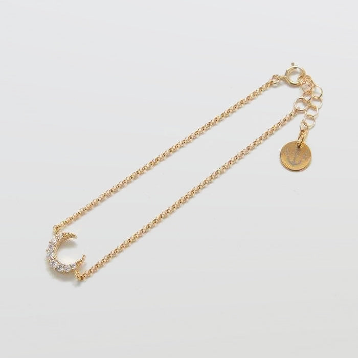 Gold Pave Crescent Moon Bracelet - Admiral Row
