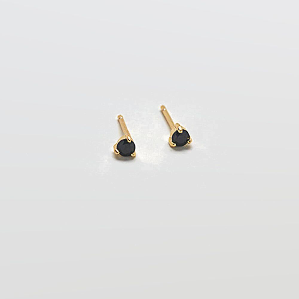 Black CZ Round Stud Earrings - Admiral Row