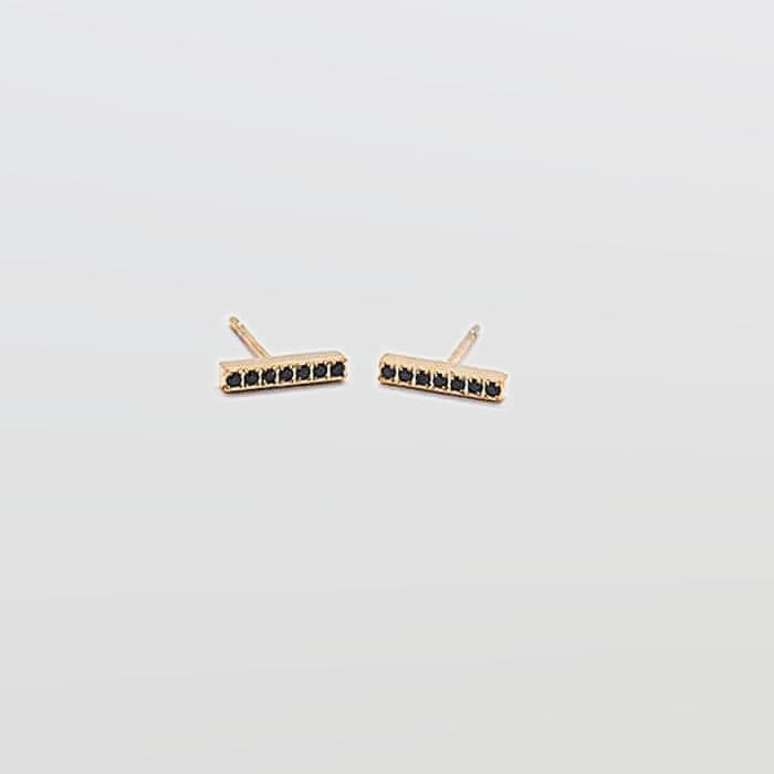 Black Pave Gold Bar Stud Earrings - Admiral Row