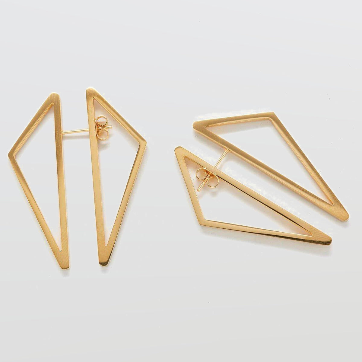 Double-Sided Gold Geometric Triangle Earrings - Admiral Row