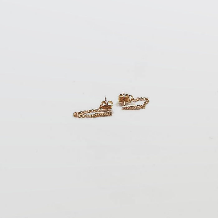 Gold Chain Huggie with Pave Bar Studs - Admiral Row