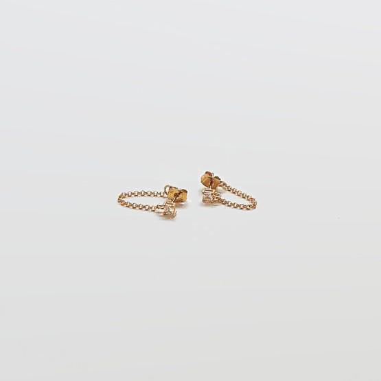 Gold CZ Chain Huggie Earrings - Admiral Row