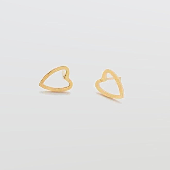Gold Heart Outline Stud Earrings - Admiral Row