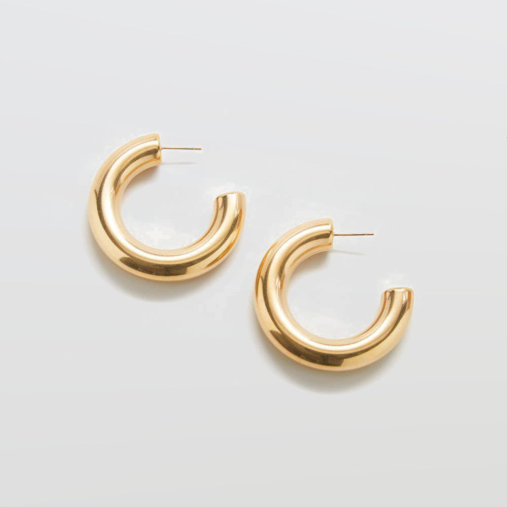 Gold Medium Chunky Hoop Earrings - Admiral Row