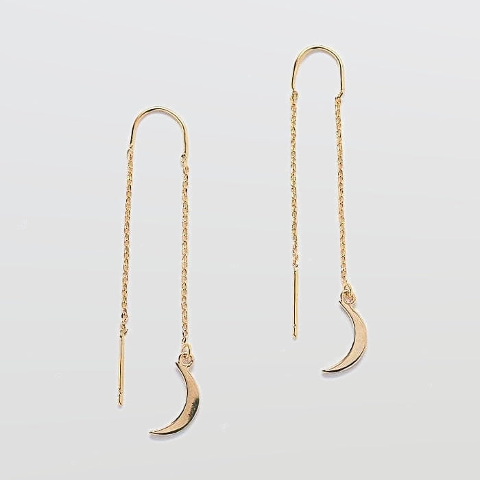 Gold Moon Threader Drop Earrings - Admiral Row