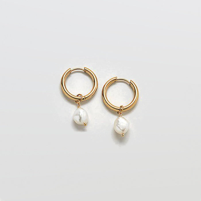 Gold Single Pearl Huggie Earrings - Best Seller - Admiral Row