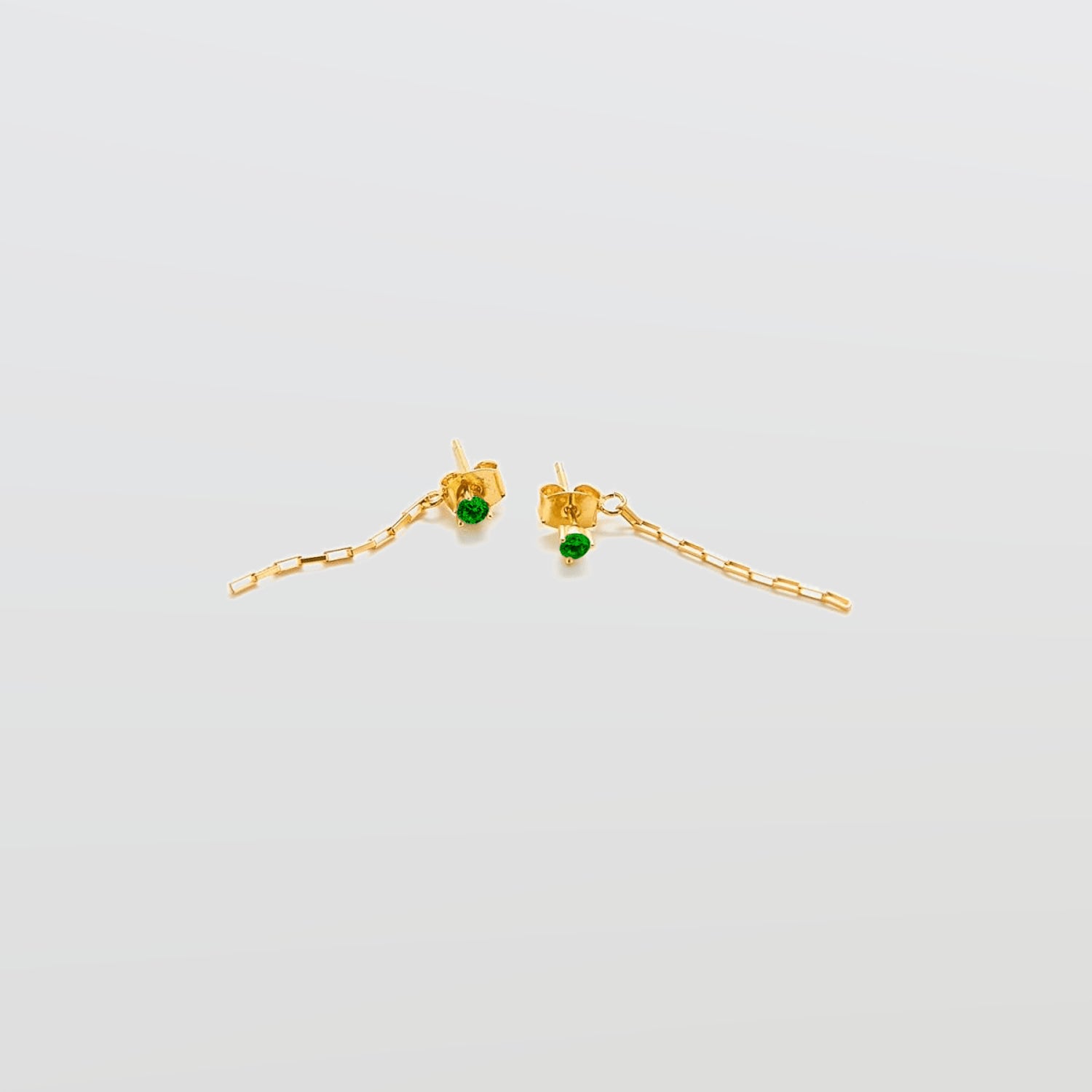 Green CZ Chain Jacket Earrings - Admiral Row