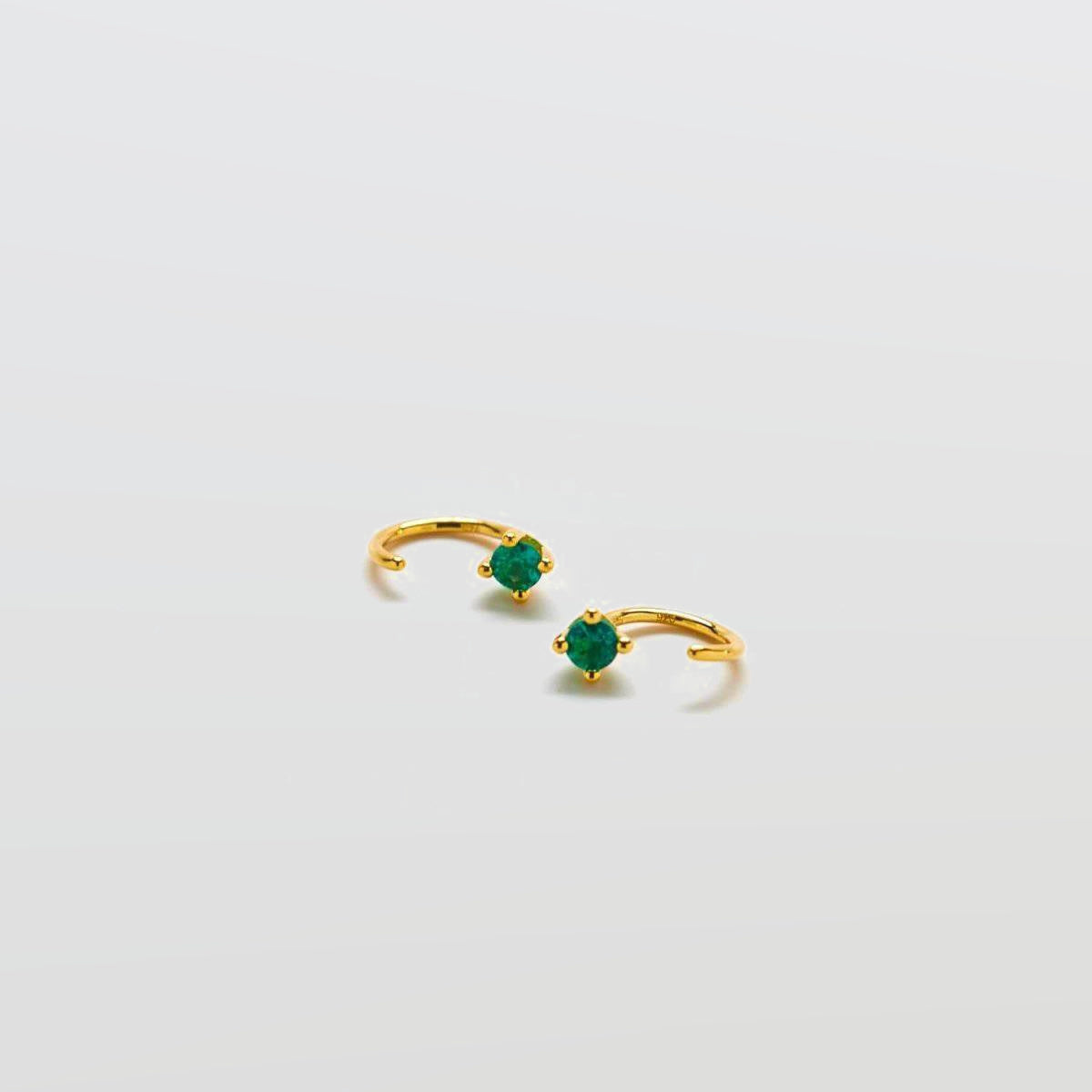 Green CZ Open Hoop Earrings - Admiral Row