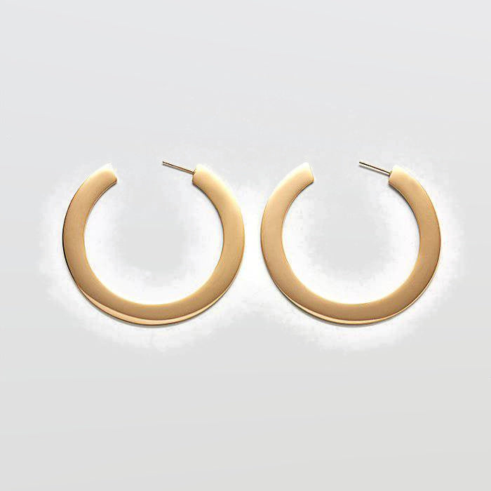 Medium Gold Flat Hoop Earrings - Admiral Row