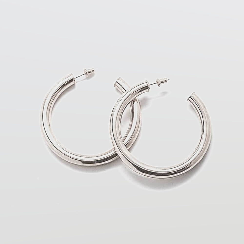 Medium Silver Hoop Earrings - Admiral Row