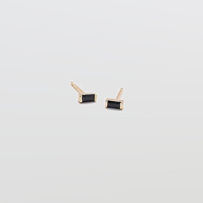 Mini Black Baguette Gold Studs - Admiral Row