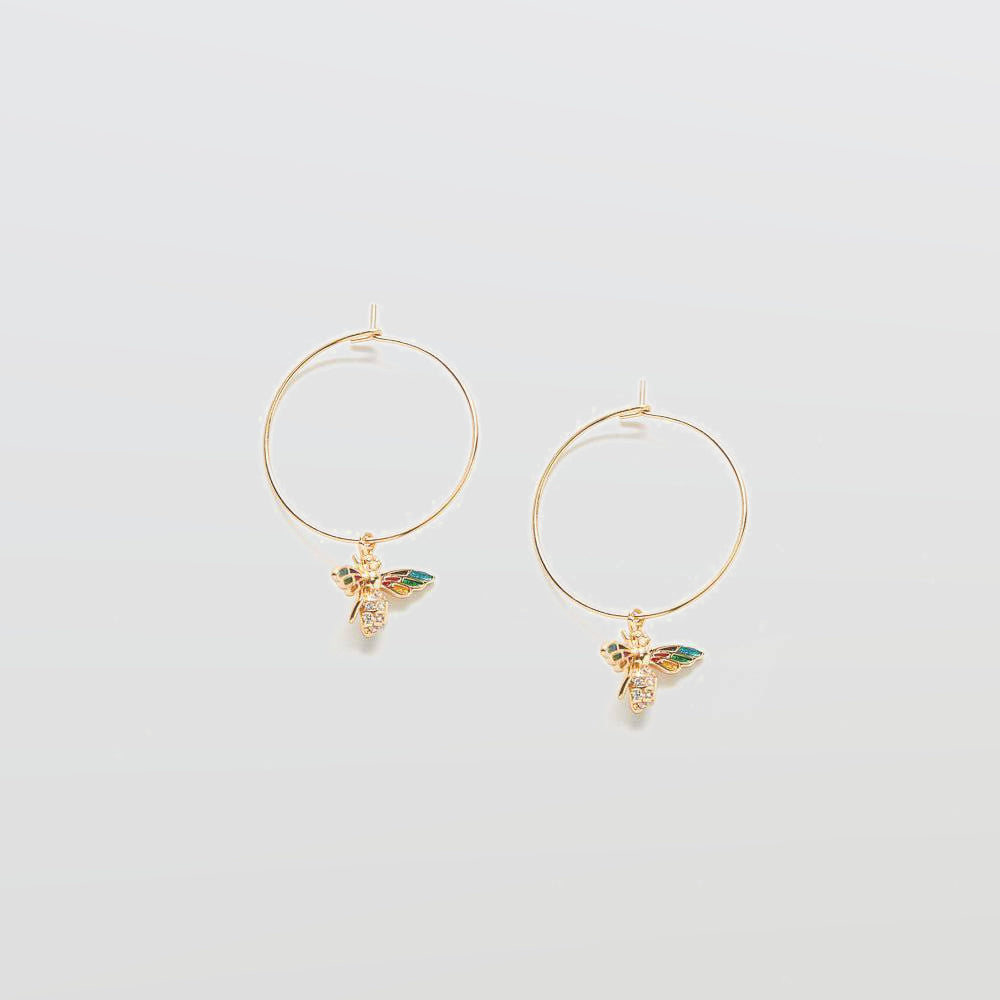 Pave Bee Hoop Drop Earrings - Admiral Row