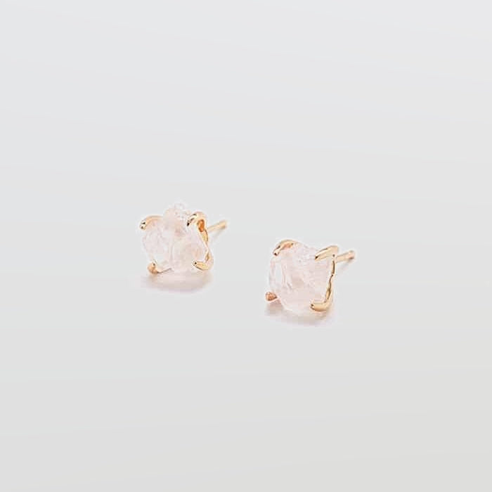 Rose Quartz Gold Claw Studs - Best Seller - Admiral Row