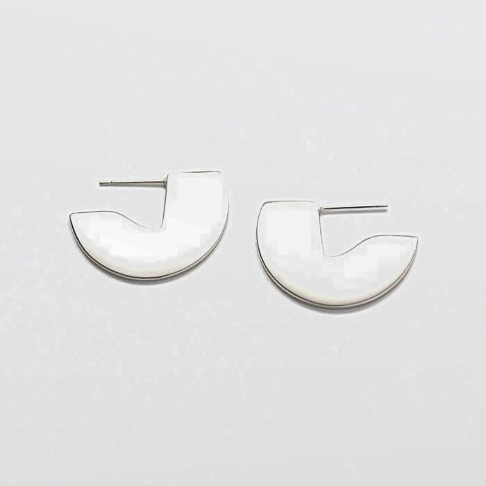 Silver Geometric Mini Semi-Circle Stud Earrings - Admiral Row