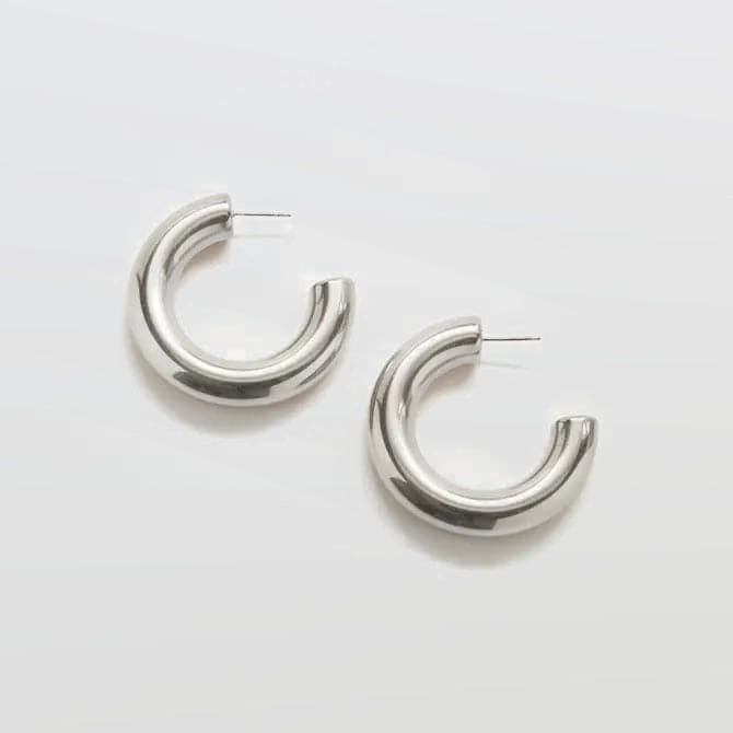Silver Medium Chunky Hoop Earrings - Admiral Row
