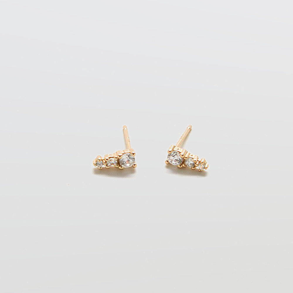 Tiny CZ Drop Bar Stud Earrings - Admiral Row